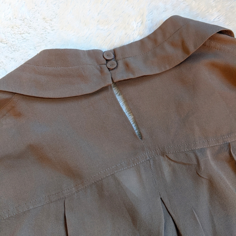 BCBGMAXAZRIA Brown Silk Sheer Chiffon Blouse - Picture 3 of 7